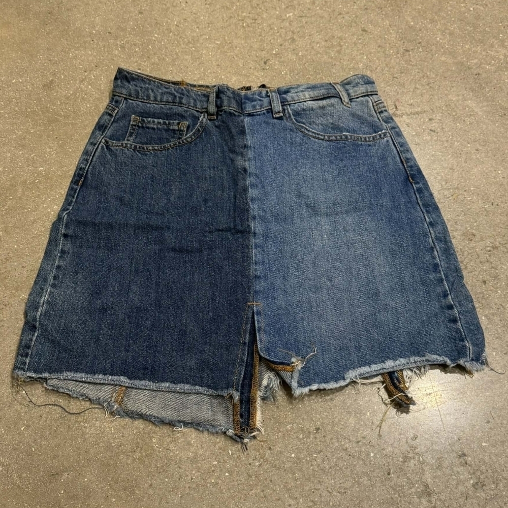 Zara Woman Premium Multi-Colored Patchwork Denim Mini Skirt Women's Medium M EUC